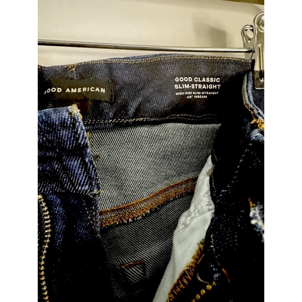 Good‎ American Good Classic Slim Straight Jeans NWT Size 15 Dark Wash 28" Inseam - Picture 11 of 13